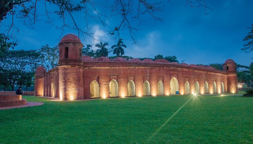 Detailed view of Sixty Dome Mosque arches